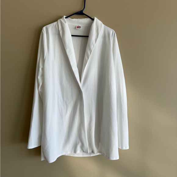 White Long Blazer Jacket Lightweight XL - Picture 1 of 6